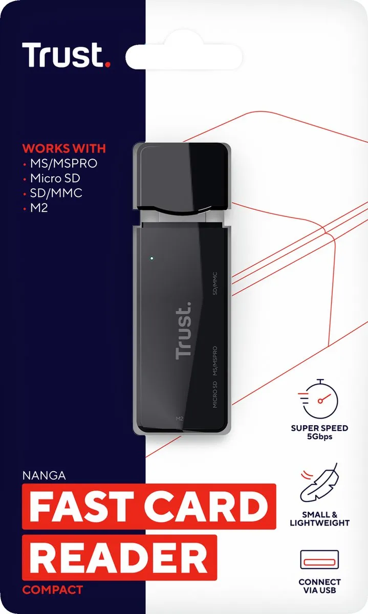 Trust 21935 USB3 Card Reader Stick - Zwart