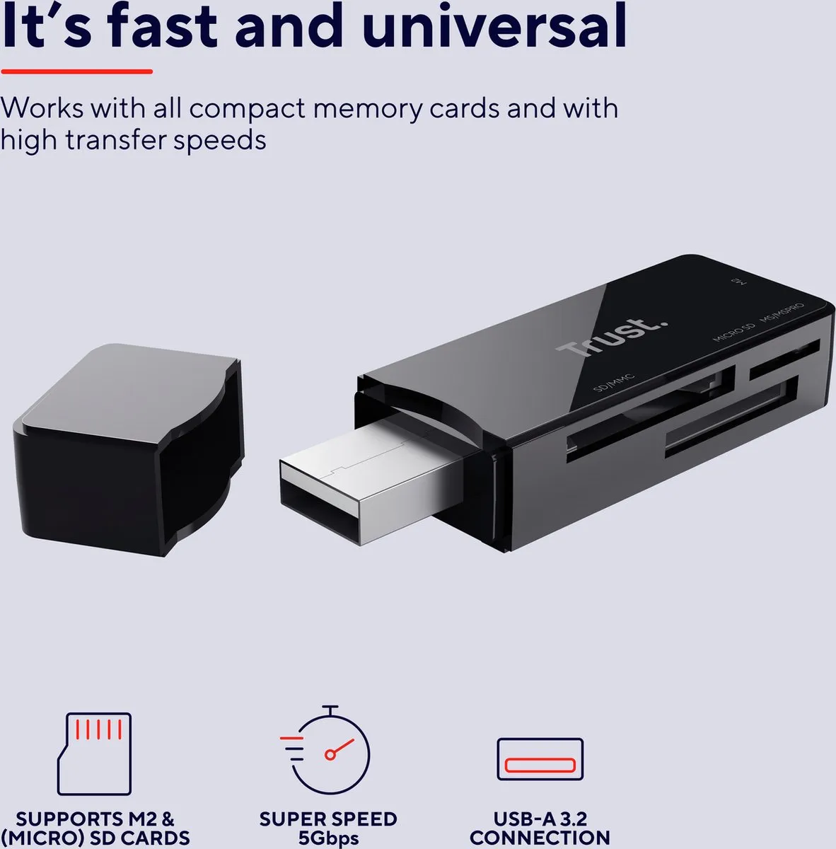 Trust 21935 USB3 Card Reader Stick - Zwart