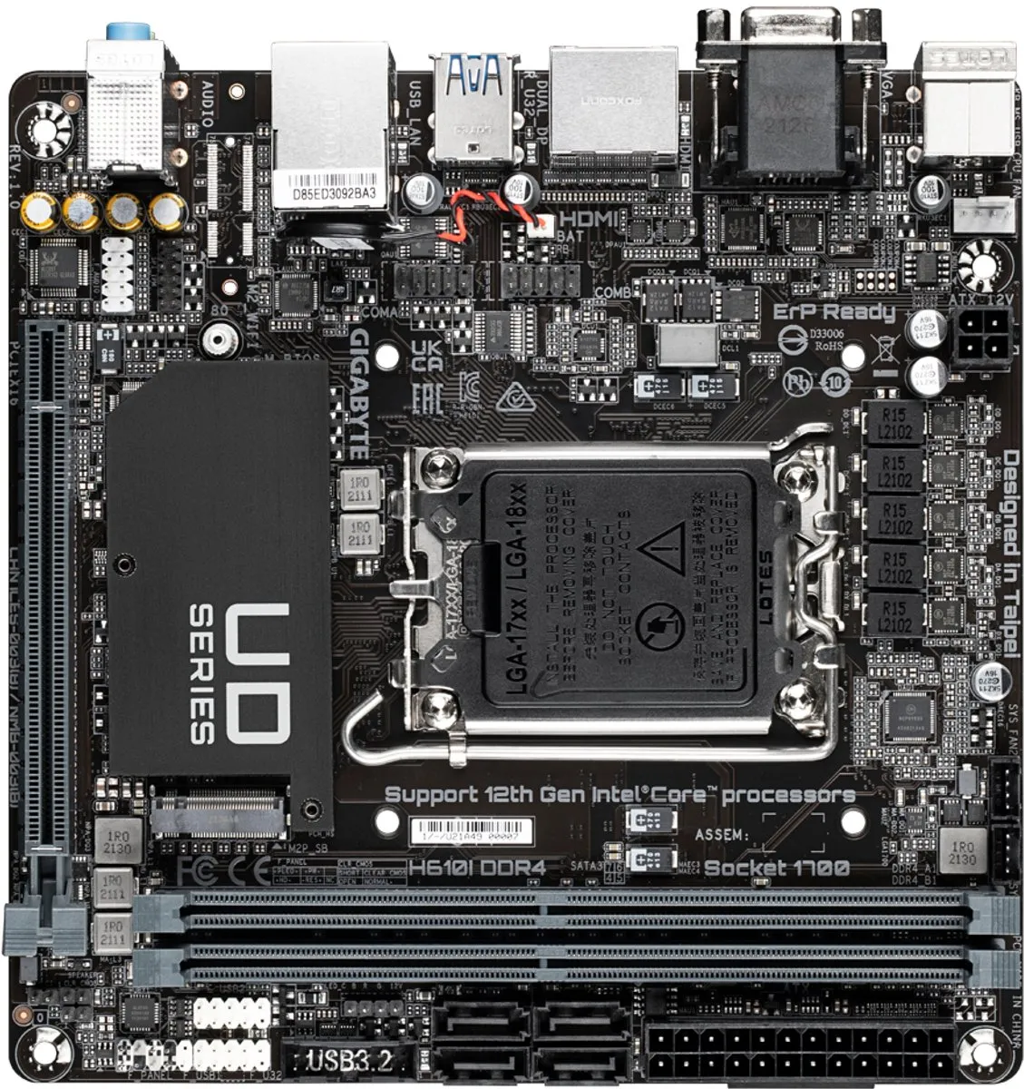 Gigabyte H610I DDR4 Mini ITX Moederbord - LGA 1700