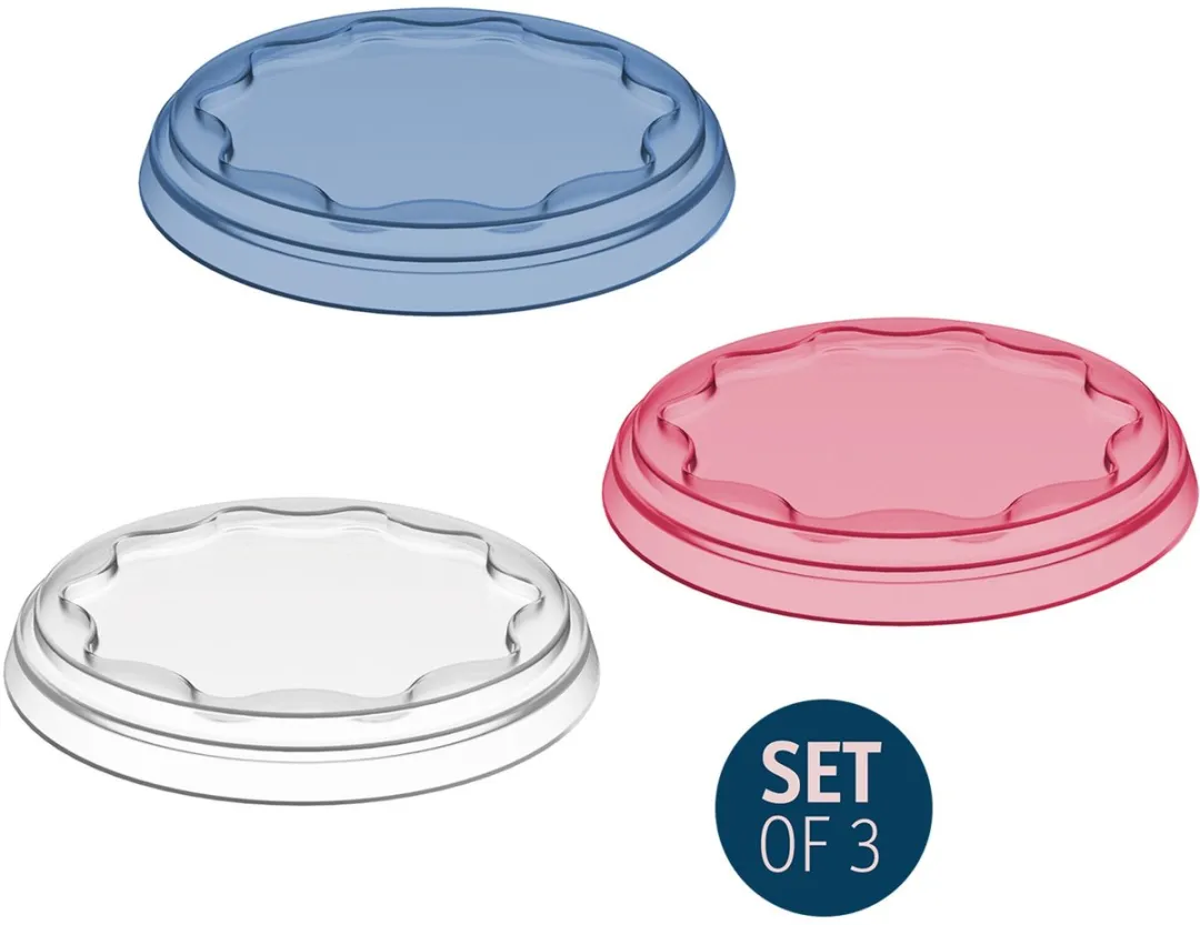 Koziol Fresh Vershouddeksel Set - 3 Stuks - 0.5L - Roze/Grijs/Blauw