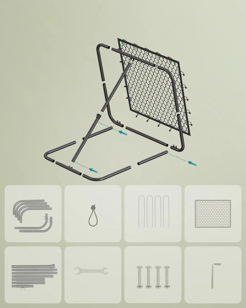 Songmics SZQ0085B01 Voetbal Rebounder - Verstelbaar - Inktzwart