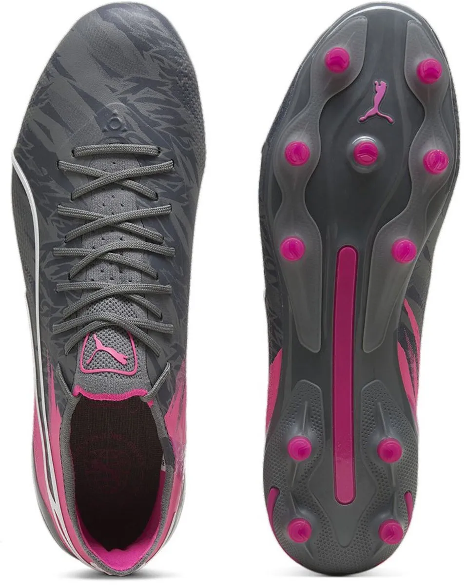 PUMA King Ultimate Rush Voetbalschoenen FG/AG - Grijs - EU 45