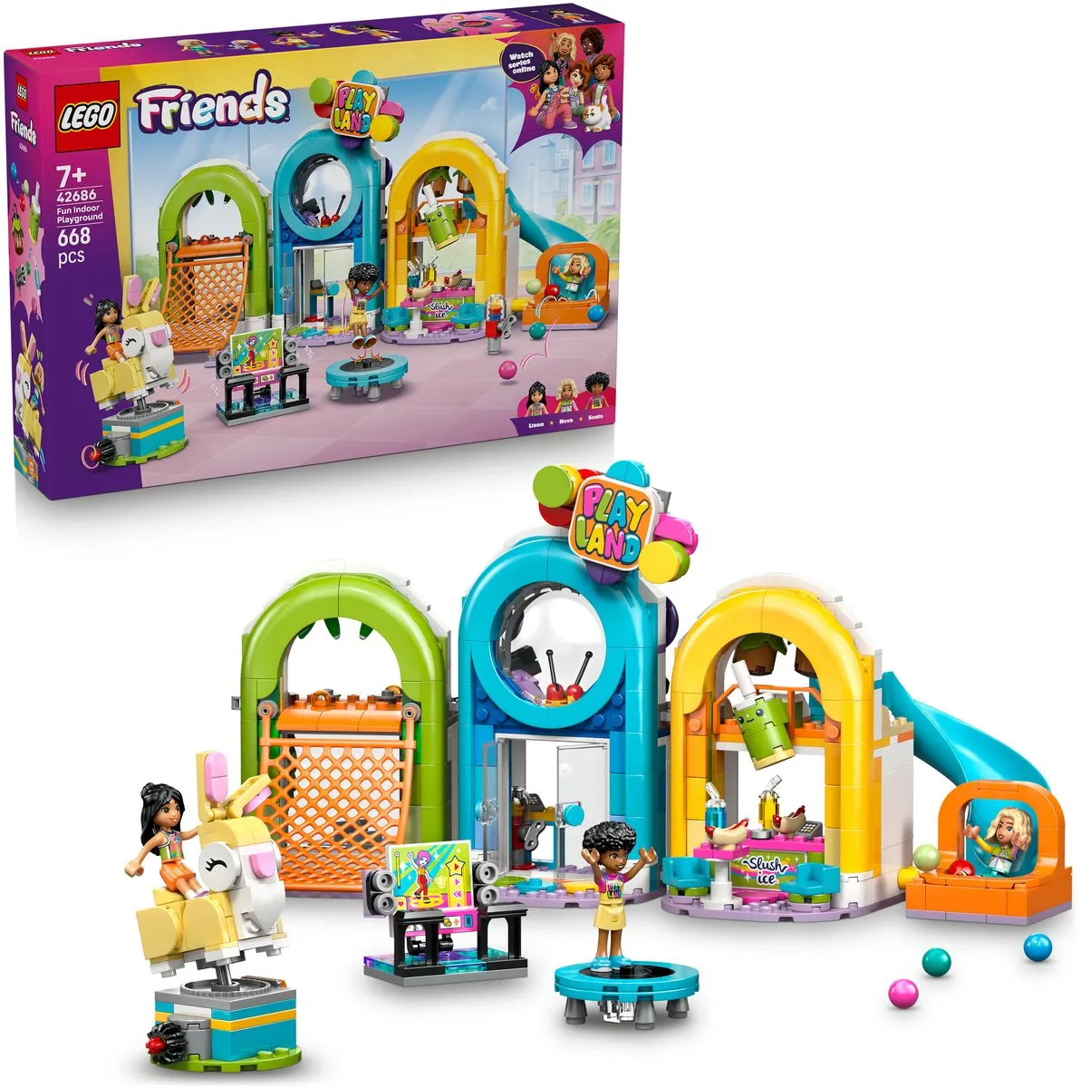 LEGO Friends Cooler Indoor-speelplaats 42686 - 668 Stukken - 3 Minifiguren - Multicolor