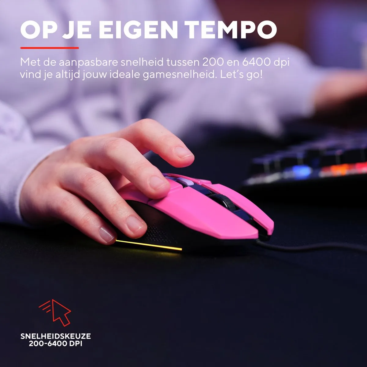 Trust GXT 109P Felox Gaming Muis 6400 DPI - Roze