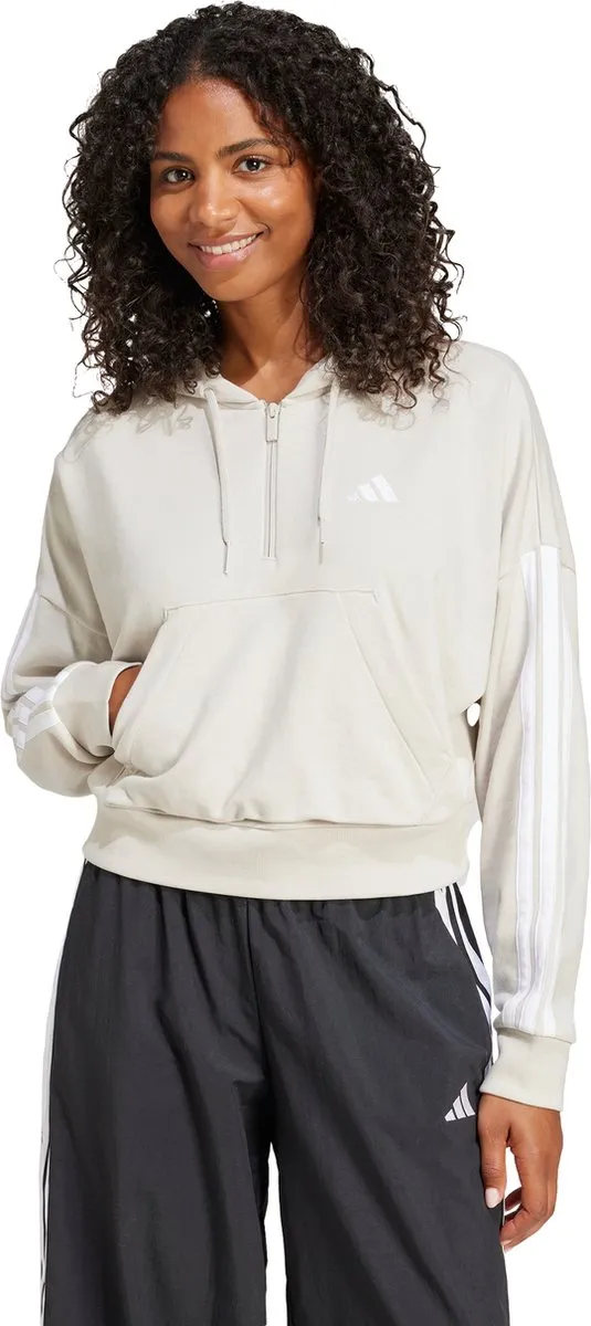 adidas Essentials 3-Stripes French Terry Hoodie - Beige