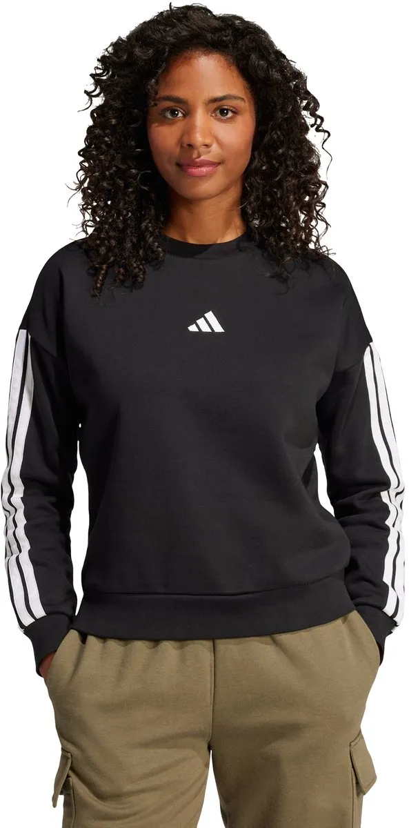 adidas Essentials 3-Stripes Fleece Sweatshirt Zwart