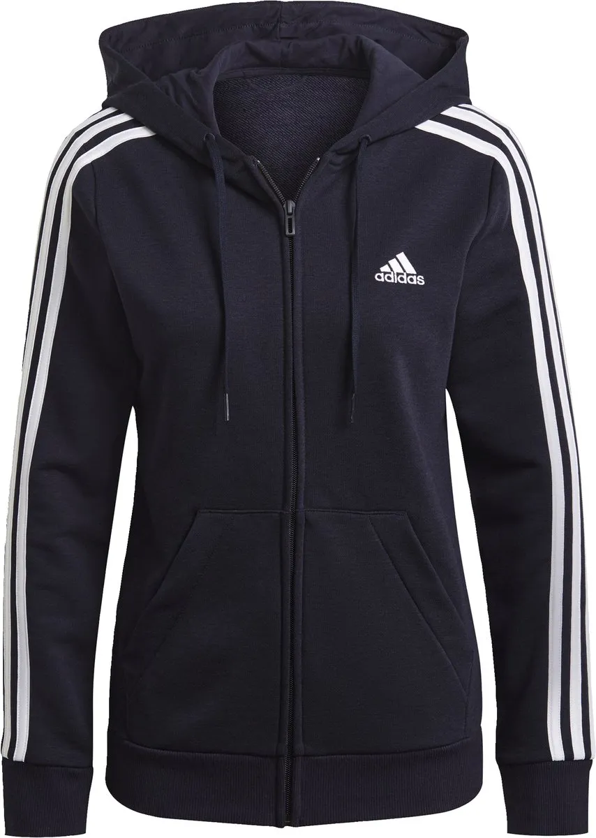 adidas Sportswear Essentials French Terry 3-Stripes Ritshoodie L - Blauw