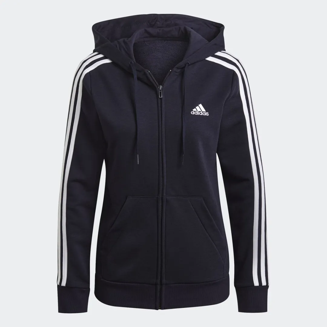 adidas Sportswear Essentials French Terry 3-Stripes Ritshoodie L - Blauw
