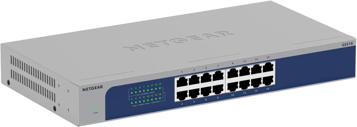 Netgear GS516 Unmanaged Switch 16x 1Gbps - Grijs