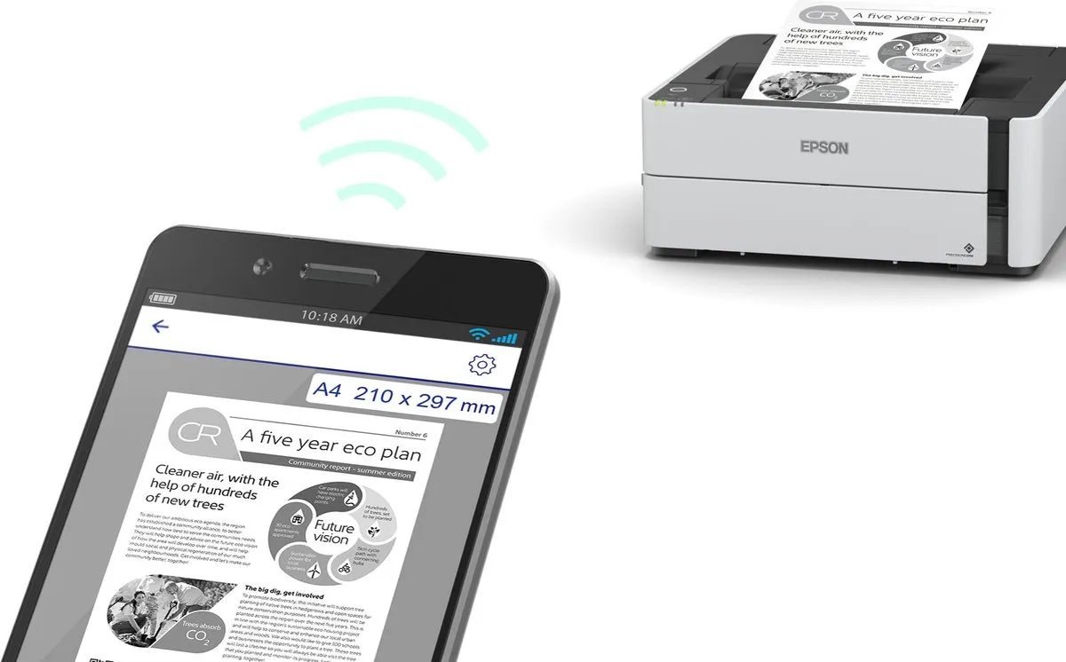 Epson EcoTank M1180 C11CG94402 Inkjetprinter - A4 - 1200x2400 DPI - Zwart