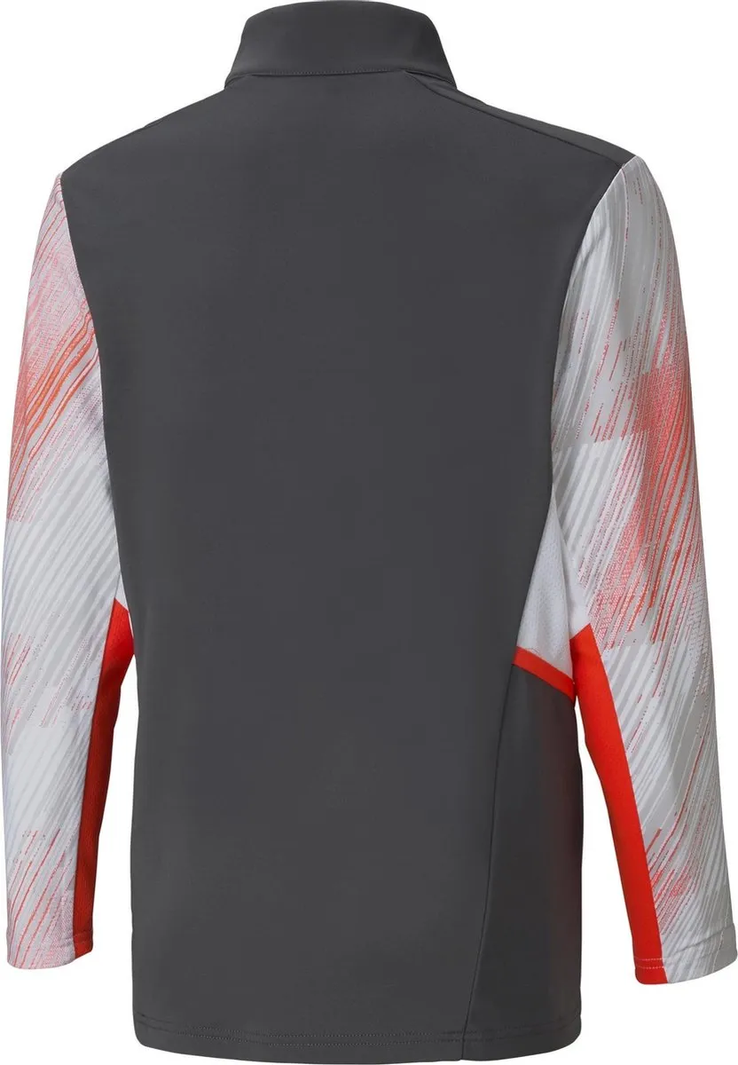 PUMA individualCUP Training 1/4 Zip Sporttrui 657212-41 - Maat 176 - Grijs/Wit/Rood
