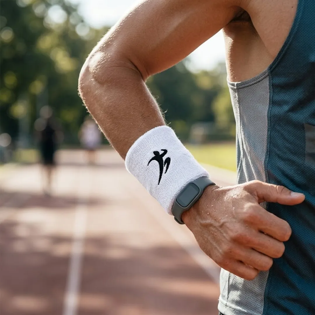 NuveX Witte Zweetband - Dames/Heren - Sportmotief