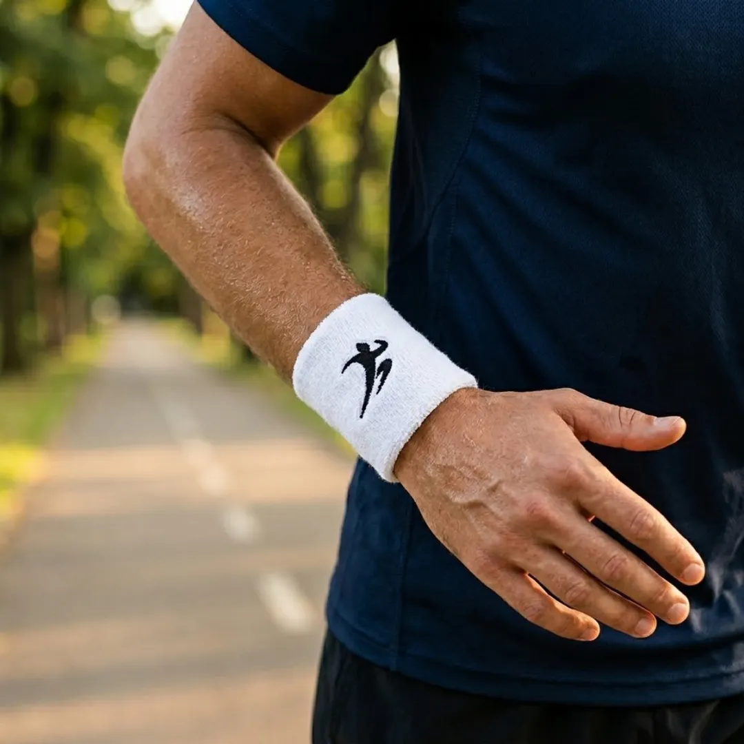 NuveX Witte Zweetband - Dames/Heren - Sportmotief