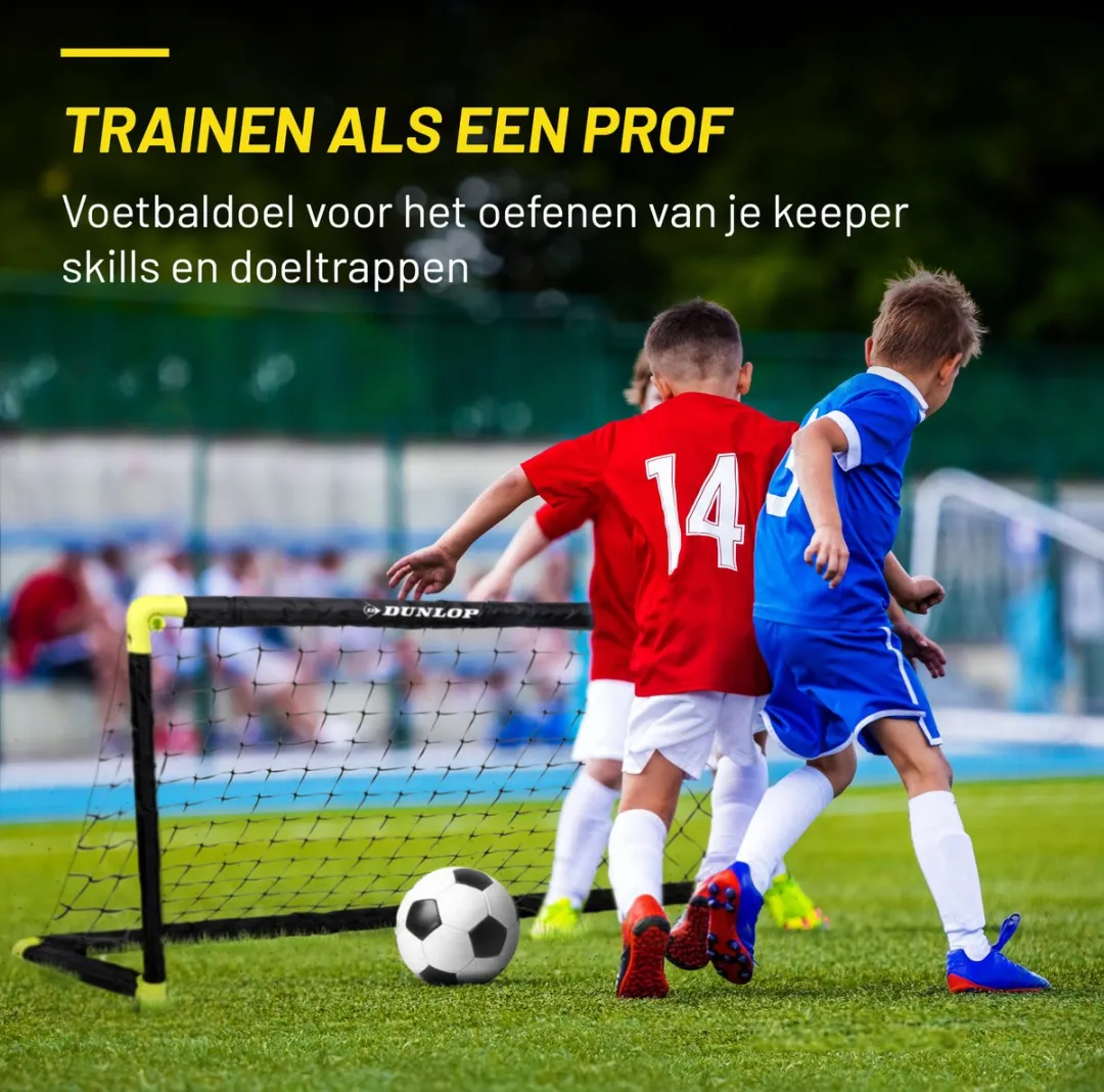 Dunlop Voetbaldoel 90x59x61cm - Opvouwbaar - Zwart/Geel