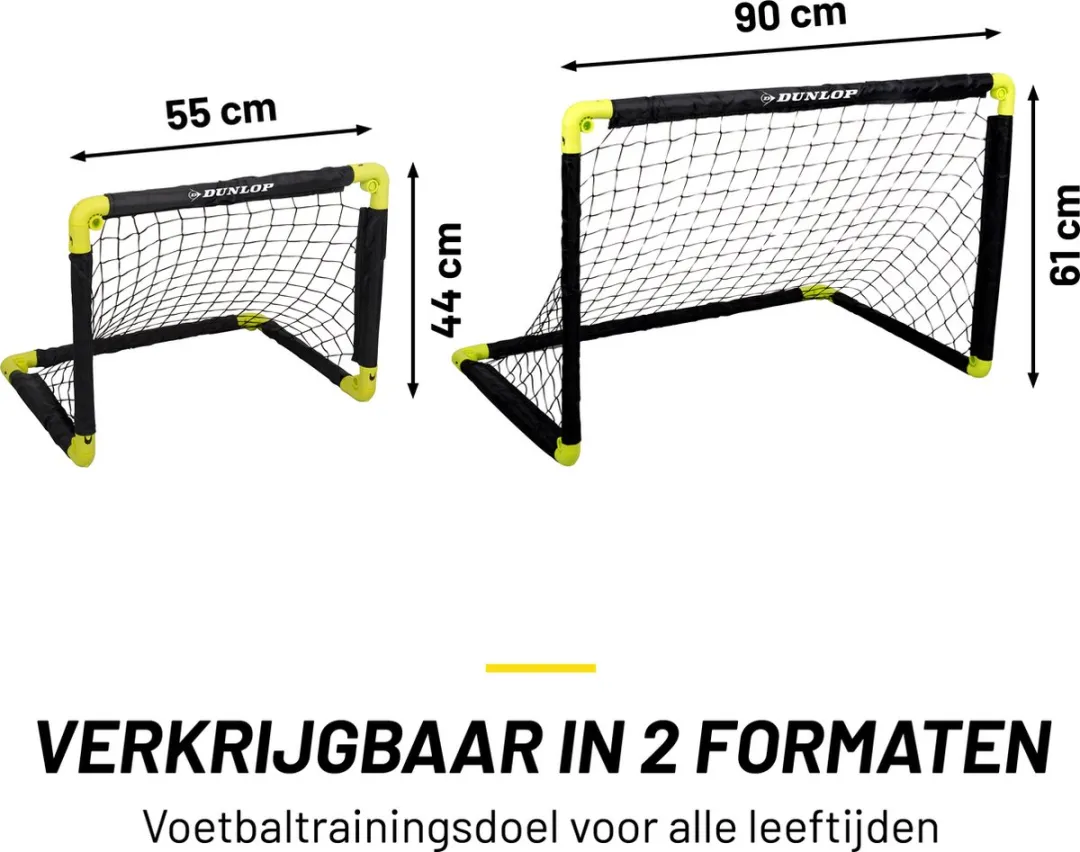 Dunlop Voetbaldoel 90x59x61cm - Opvouwbaar - Zwart/Geel