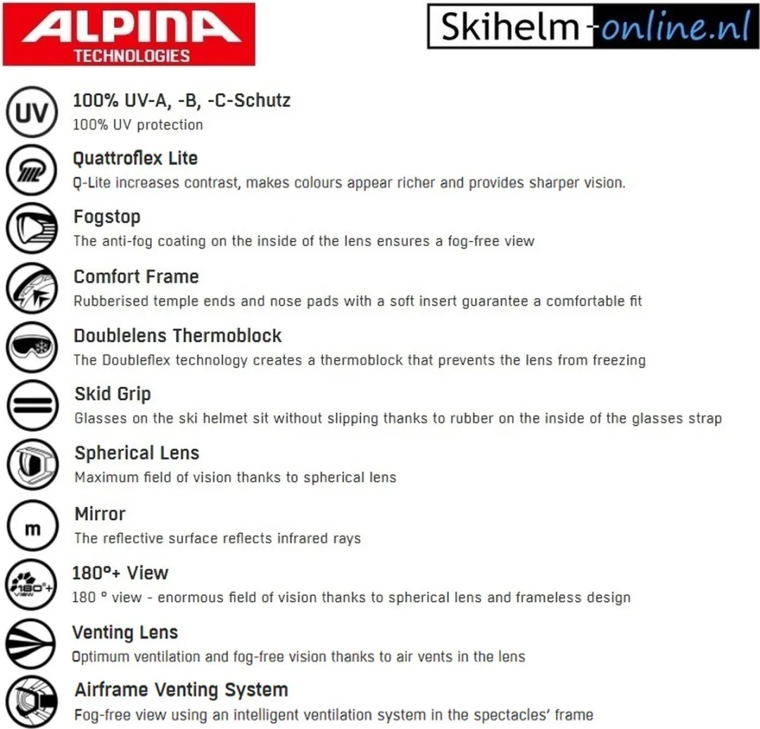 Alpina Taos Q-Lite Skibril - Zwart Paars - Blauwe Lens