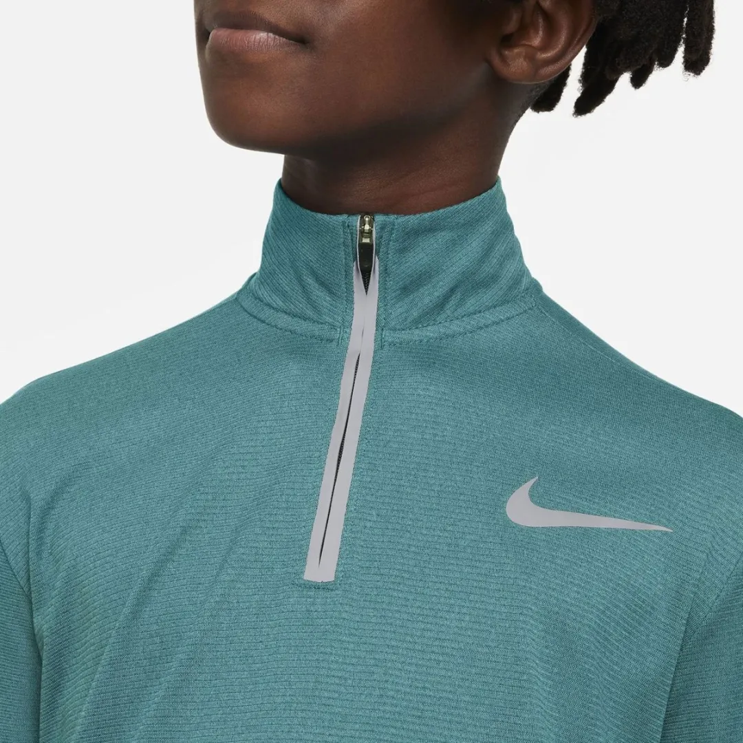 Nike Dri-FIT Poly+ Half Zip Trainingssweater Junior 152 - Aqua/Grijs