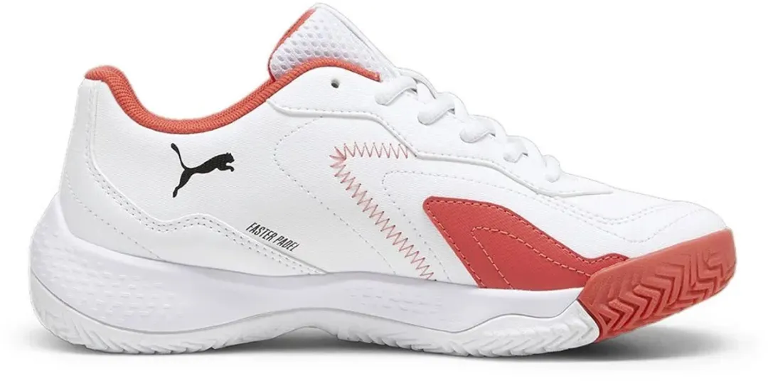 PUMA Nova Padelschoenen 28 - Wit/Zwart/Rood