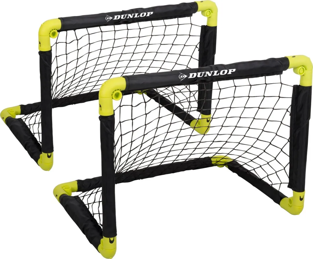 Dunlop Voetbaldoel 50x44x44cm - 2 Stuks - Opvouwbaar - Zwart/Geel
