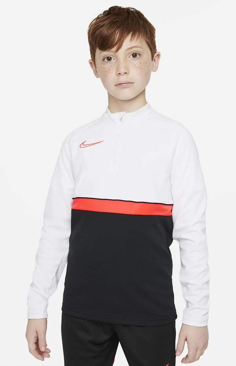 Nike Academy 21 Trainingssweater CW6112-016 - Maat 158 - Wit/Orange/Zwart