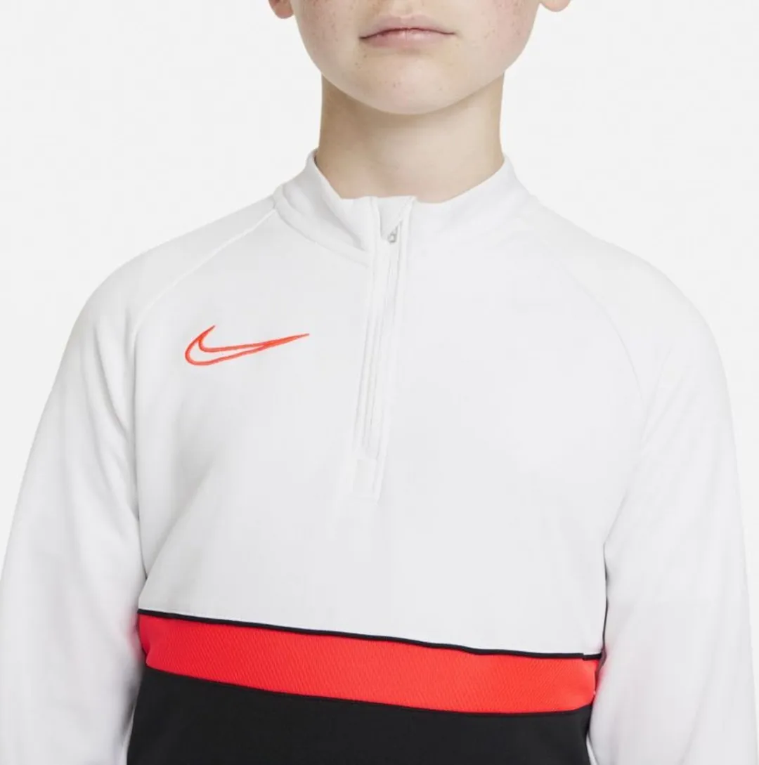 Nike Academy 21 Trainingssweater CW6112-016 - Maat 158 - Wit/Orange/Zwart