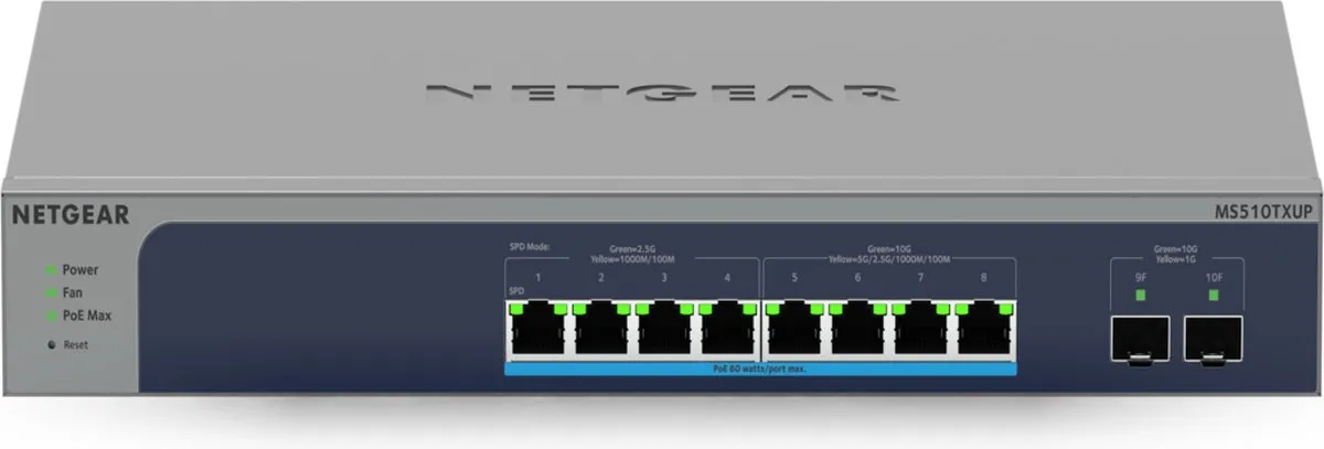 Netgear MS510TXUP-100EUS Switch - 8x PoE+ 2x SFP 140Gbps
