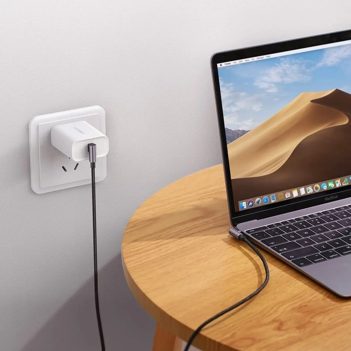 Ugreen USB-C Haakse Kabel 2.0 - 2m - Grijs