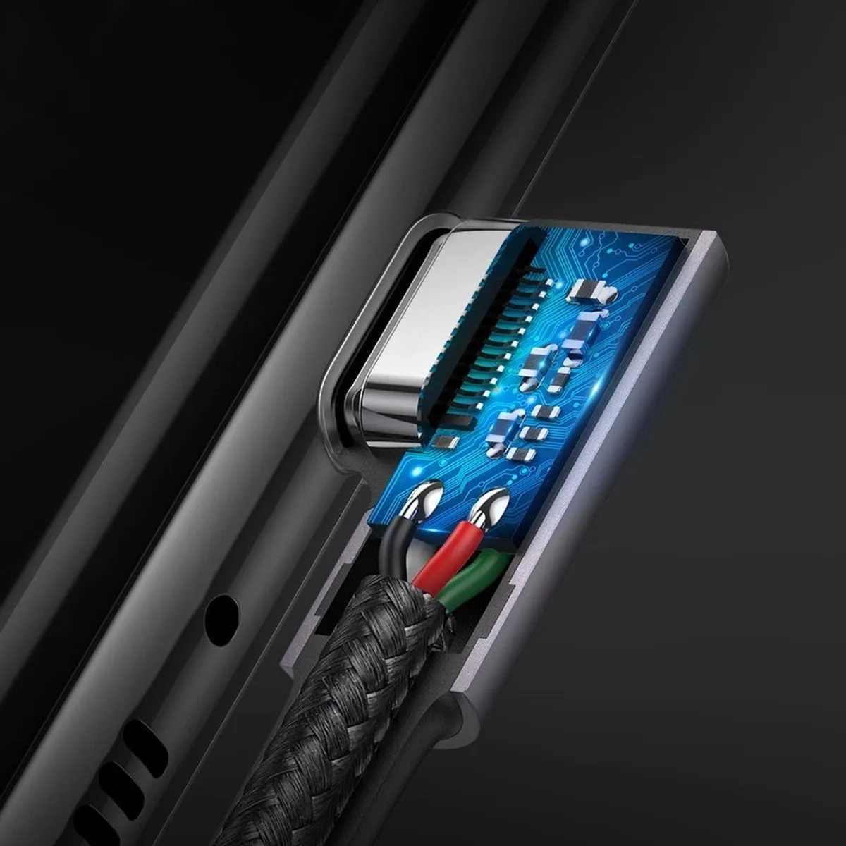 Ugreen USB-C Haakse Kabel 2.0 - 2m - Grijs