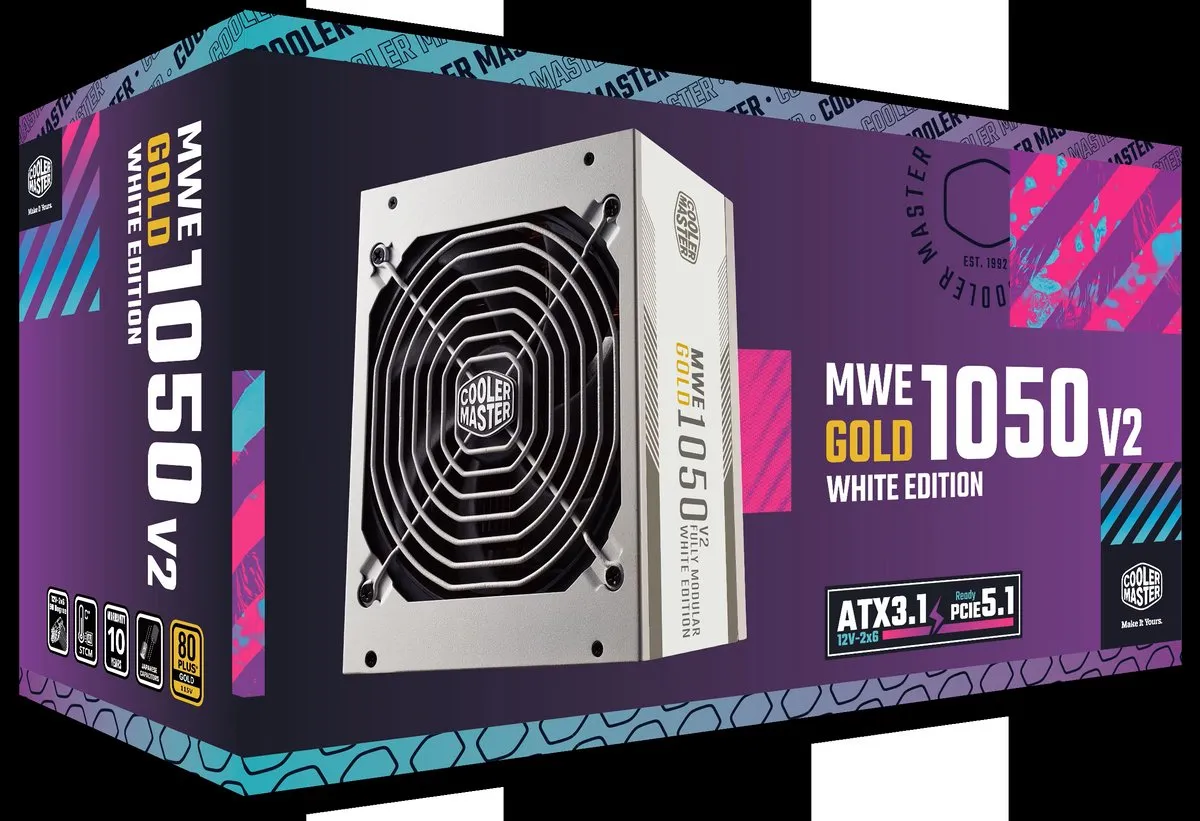 Cooler Master MWE Gold 1050 V2 MPE-A501-AFCAG-3EGEU Voeding - 1050W - Wit