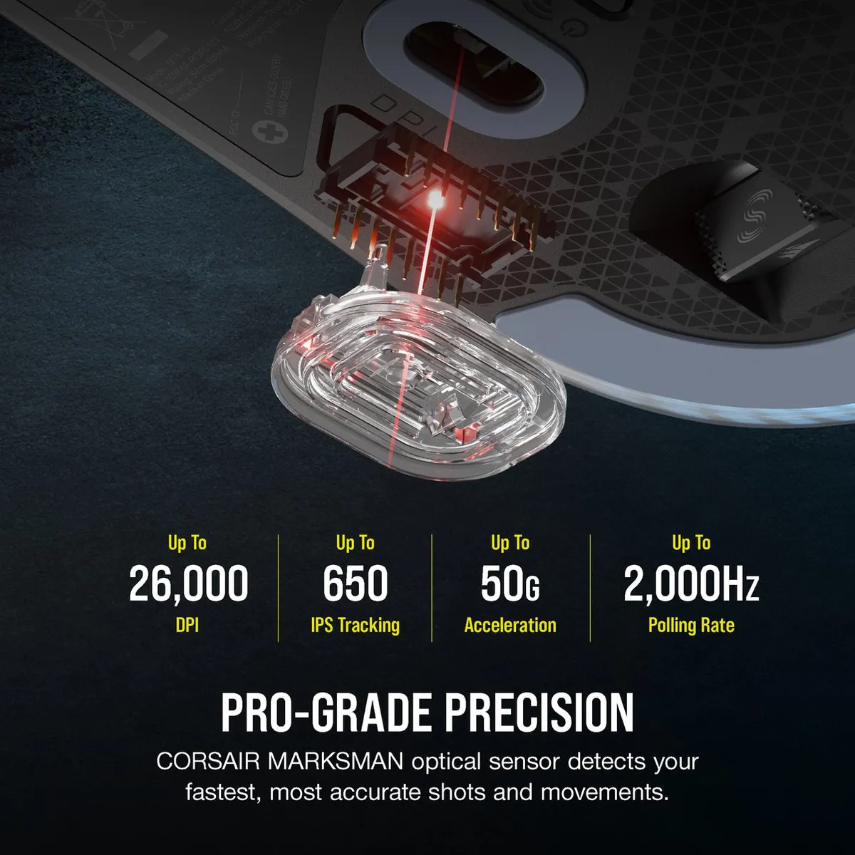 Corsair M75 Draadloze Gaming Muis CH-931D010-EU - 26.000 DPI - Zwart - afbeelding 6 van 6