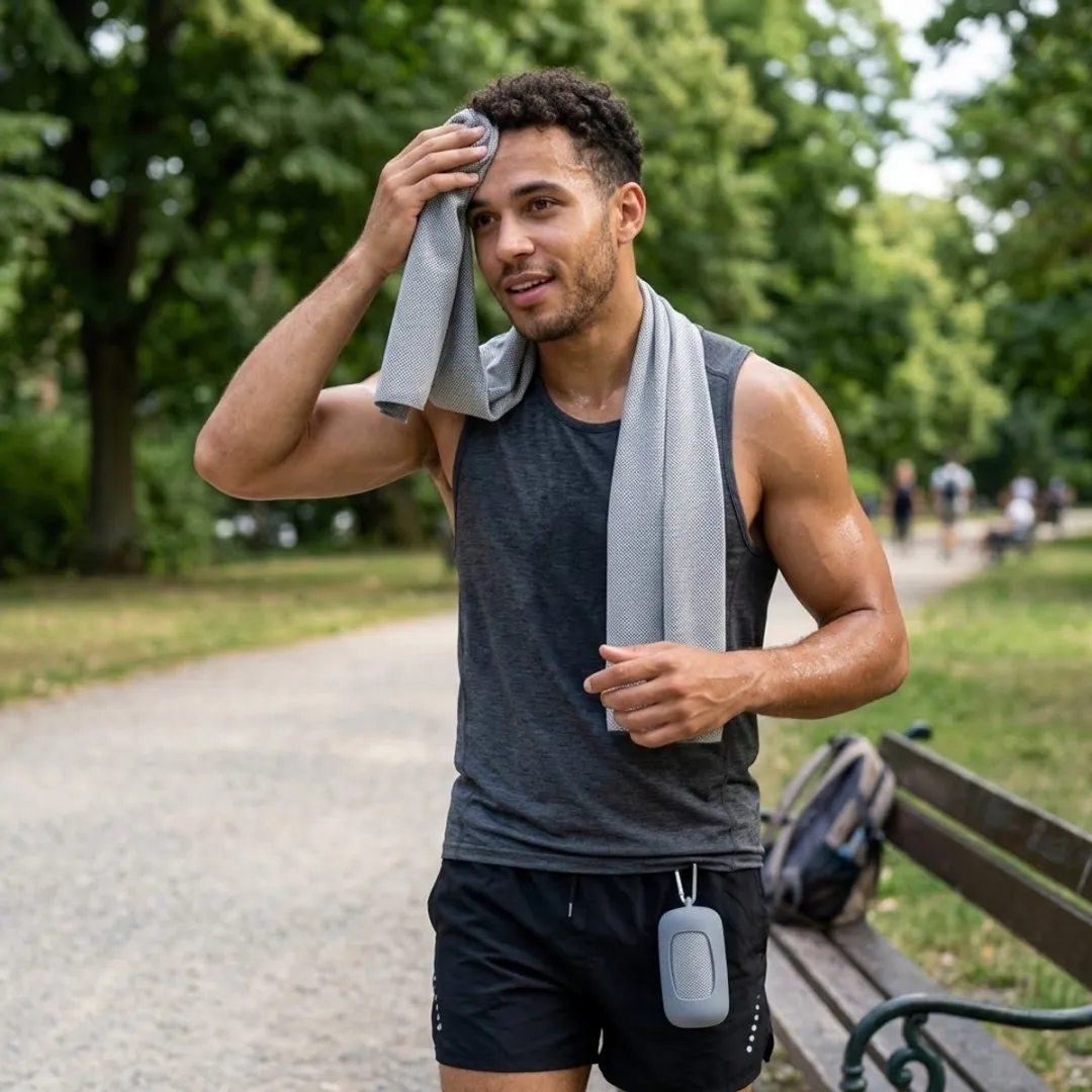 NuveX SnelDrogende Sport Handdoek Grijs - met Hoes & Haak