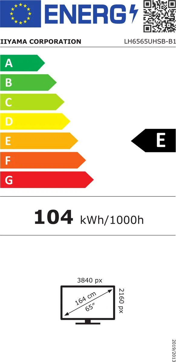 iiyama LH6565UHSB-B1 Beeldkrant 64.5" 4K Android 11 - Zwart