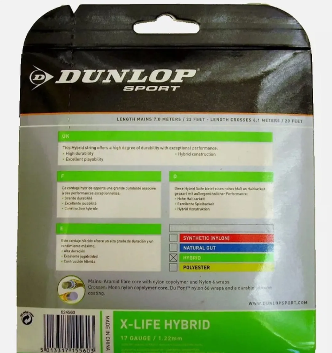 Dunlop Sport X-Life Hybrid Tennissnaren 624560 - Wit/Bruin
