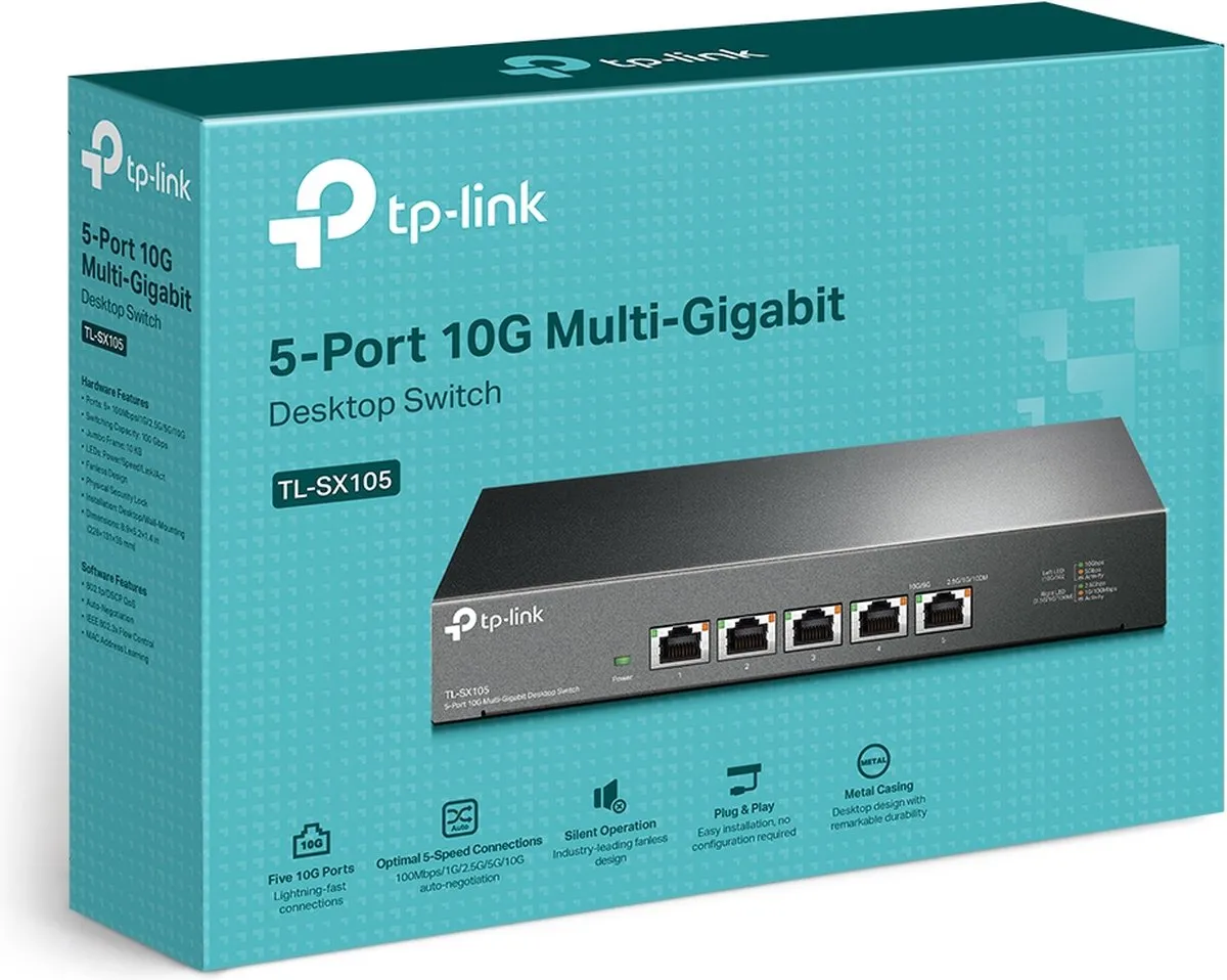 TP-Link TL-SX105 10G Netwerkswitch - 5 Poorten - Zwart - afbeelding 6 van 6