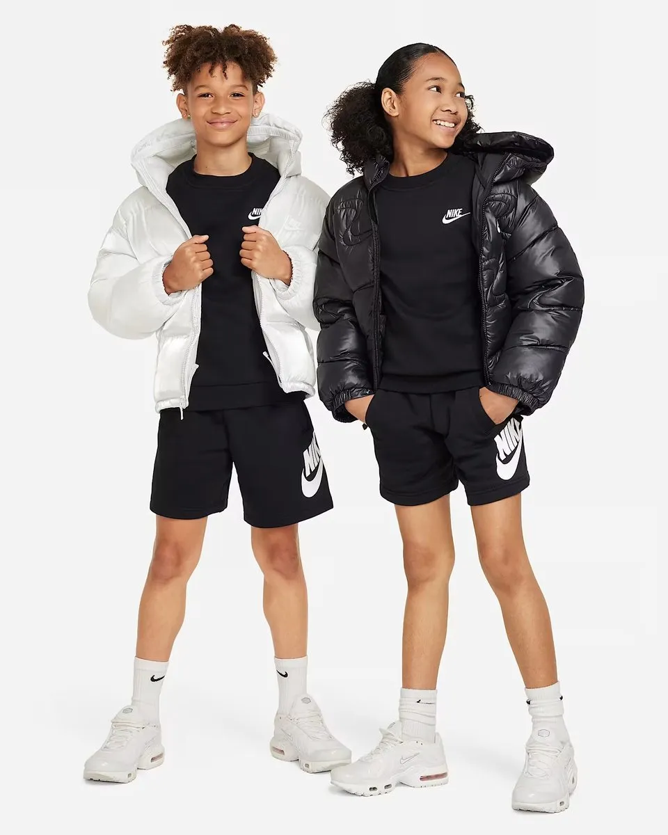 Nike NSW Club FLC Crew LS Sporttrui FD3006-010 - Zwart/Wit - S