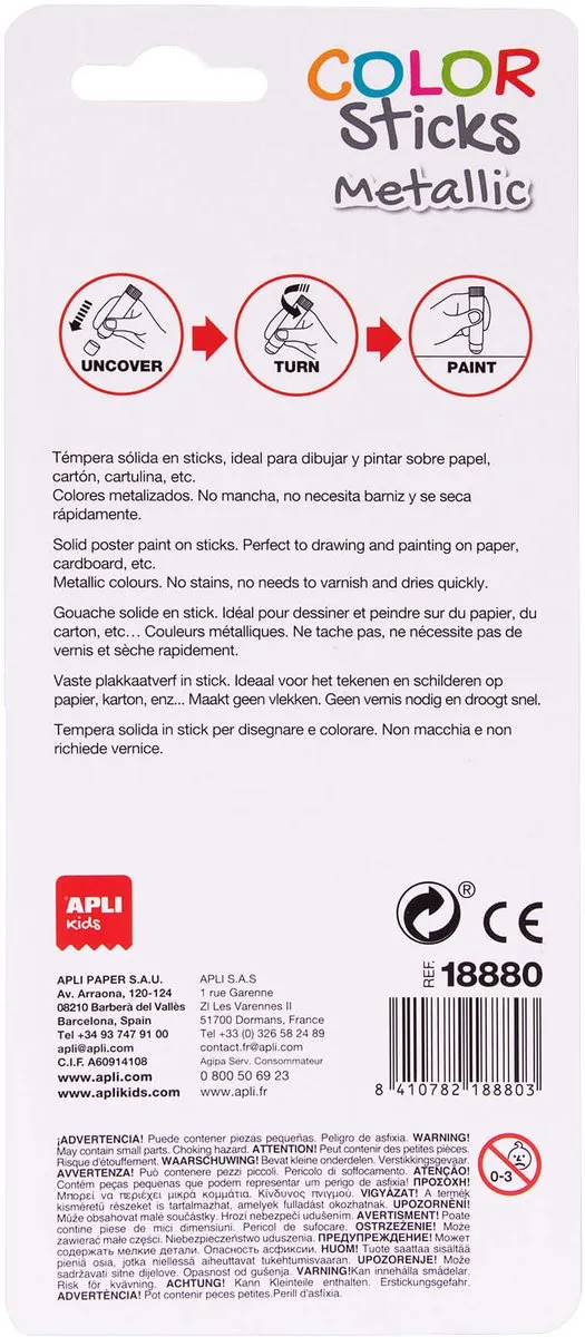Apli Kids Verfsticks Metallic Goud & Zilver - 6 Stuks