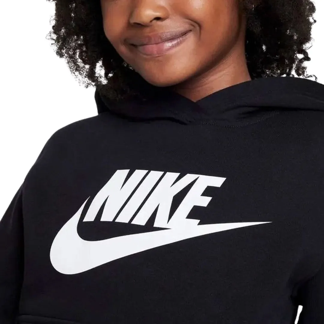 Nike Sportswear Club Fleece Hoodie Junior FD2988-010 - Maat 128 - Zwart/Wit