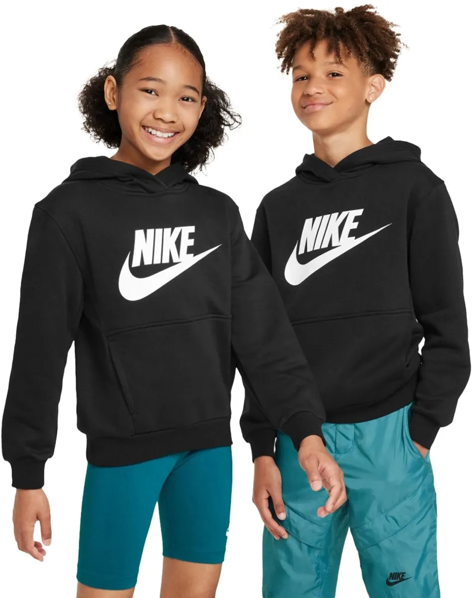 Nike Sportswear Club Fleece Hoodie Junior FD2988-010 - Maat 128 - Zwart/Wit