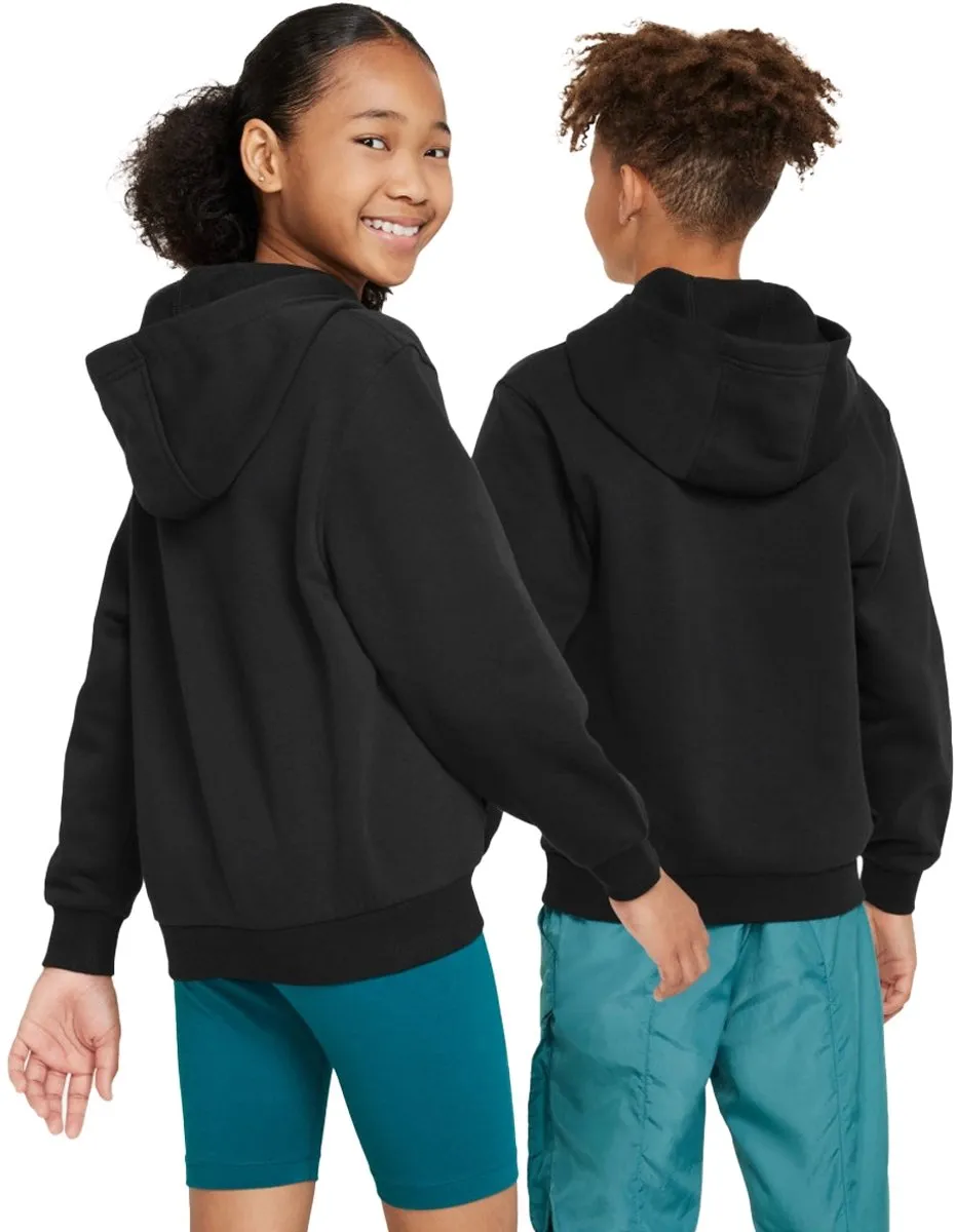 Nike Sportswear Club Fleece Hoodie Junior FD2988-010 - Maat 128 - Zwart/Wit