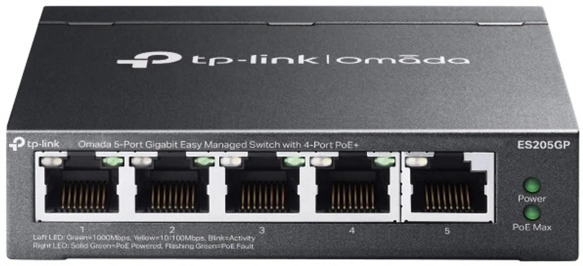 TP-Link Omada ES205GP Managed Switch 5x Gigabit PoE - Zwart
