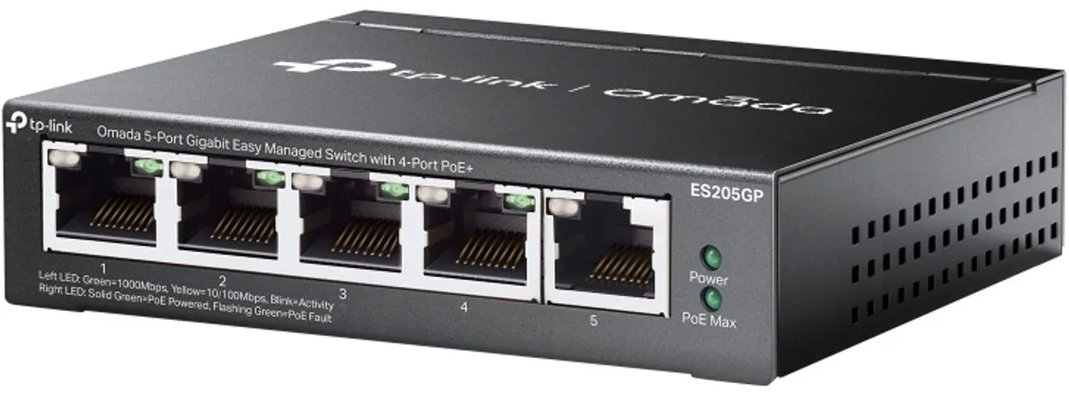TP-Link Omada ES205GP Managed Switch 5x Gigabit PoE - Zwart