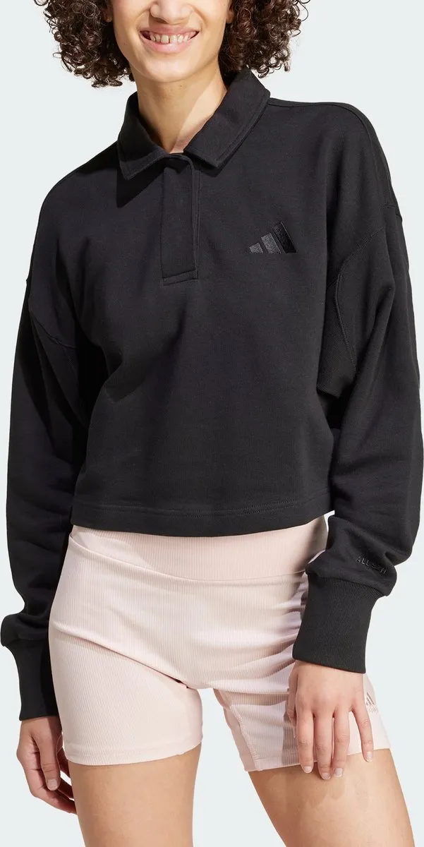 adidas ALL SZN French Terry Polo Sweatshirt IX3806 - Dames L - Zwart