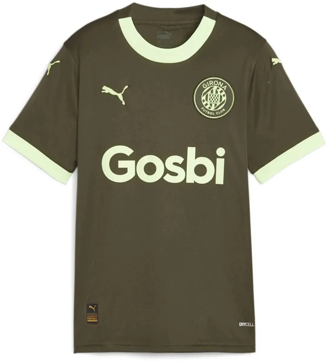PUMA Girona FC 23/24 Derde T-shirt Junior - 5-6 jaar - Dark Olive/Fizzy Lime
