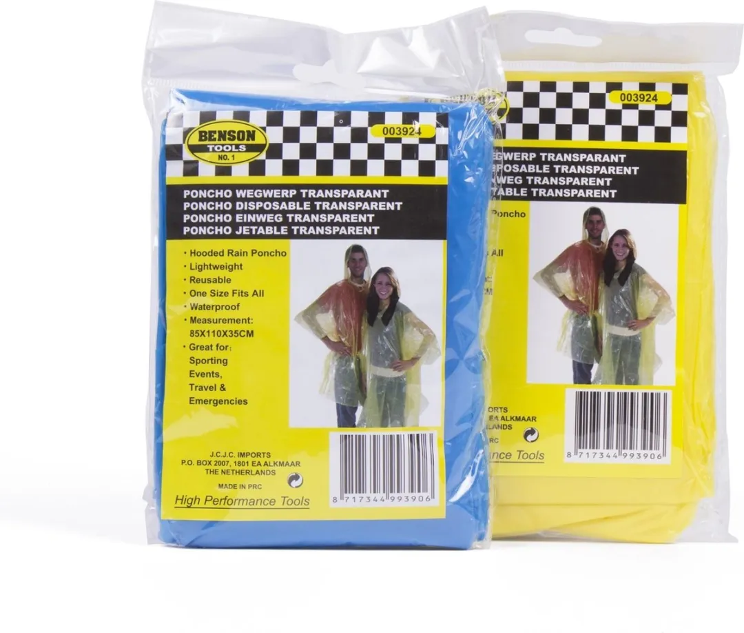Lastpak Wegwerp Poncho Transparant - Mix Kleuren