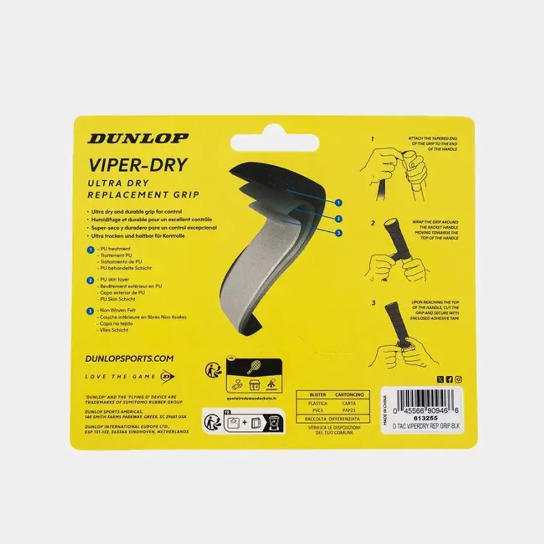 Dunlop Viper Dry Basisgrip Tennisgrip - Zwart