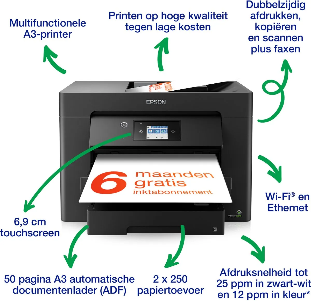 Epson WorkForce WF-7830DTWF A3 All-In-One Printer - Zwart