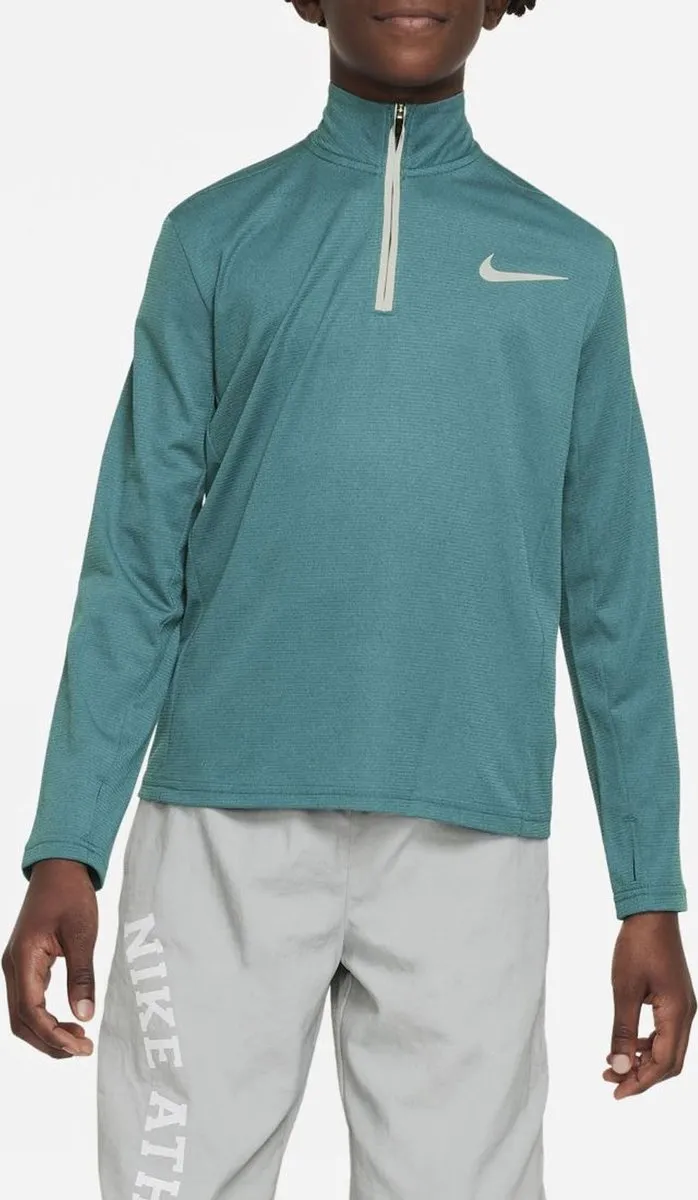 Nike Dri-FIT Poly+ Trainingssweater Junior DQ9024-381 - Maat 140 - Aqua/Grijs