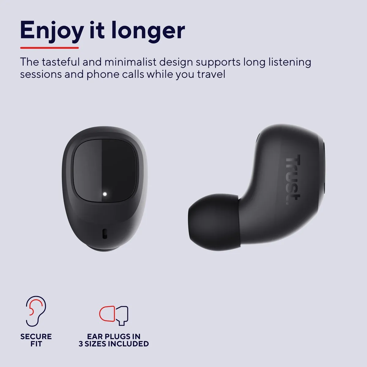Trust Nika 23555 Bluetooth Oortelefoon - Zwart