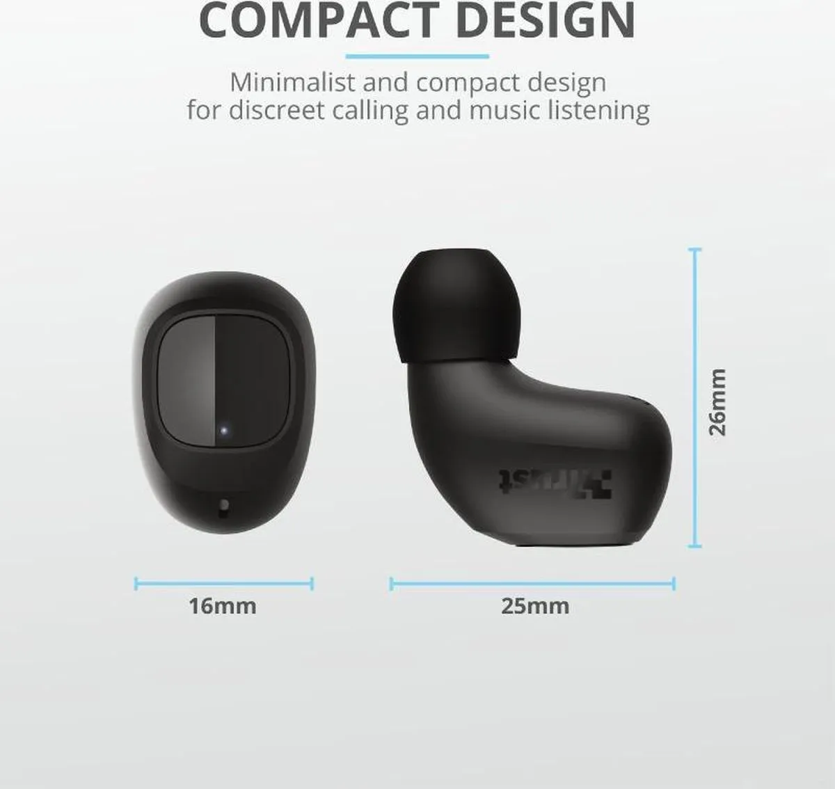 Trust Nika 23555 Bluetooth Oortelefoon - Zwart
