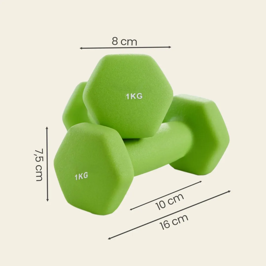 Songmics Halterset 3 Paar 1-3kg met Opbergrek - Limetgroen/Aquamarijn/Donkergrijs